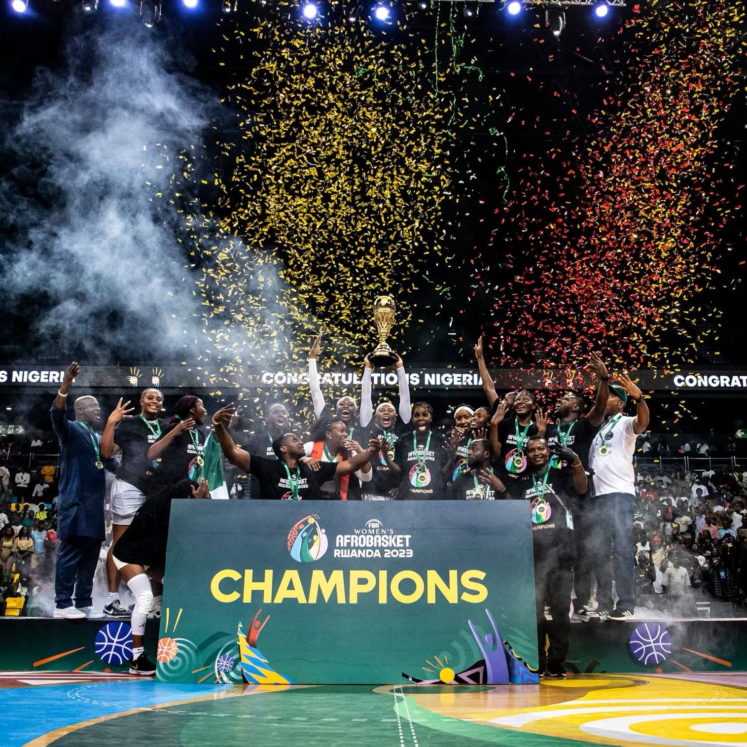 Ogoke and her team celebrate as champions of Women's Afrobasket