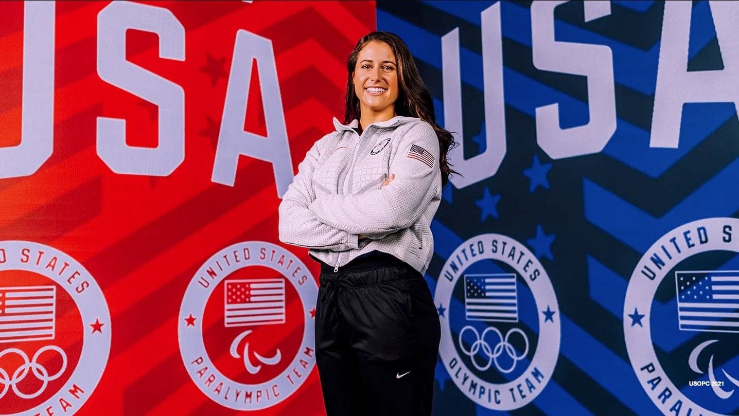 emily sweeney with USA Olympic and Paralympic background