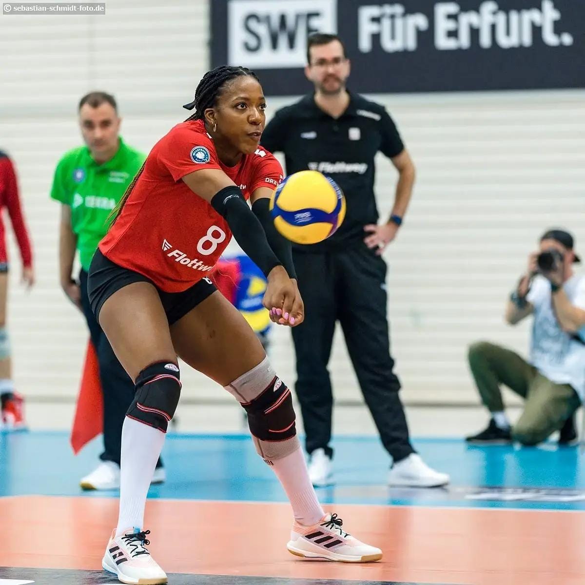 Channon bumping the ball at a volleyball game